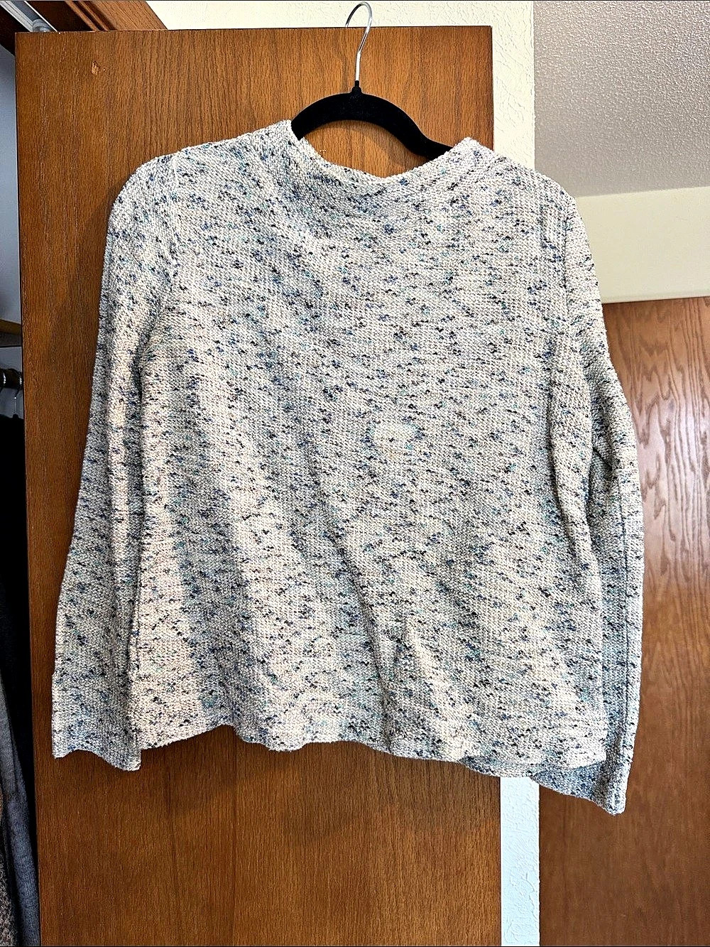Women's Speckled Crewneck Sweater in Blue & Cream